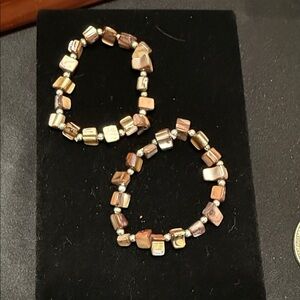 Gold and Brown Beaded Bracelet Set